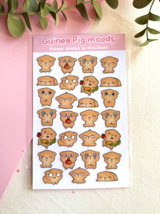 Guinea pig moods sticker sheet