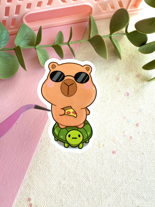Capybara pizza sticker