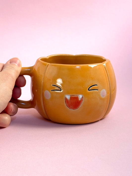 Pumpkin vampire mug